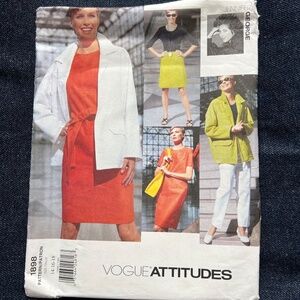 Vogue 1898 Sewing Pattern Oversized Jacket Loose Dress Size 14 16 18 Uncut